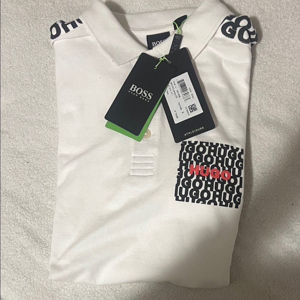 Hugo Boss White Polo Shirt with Logo Accents